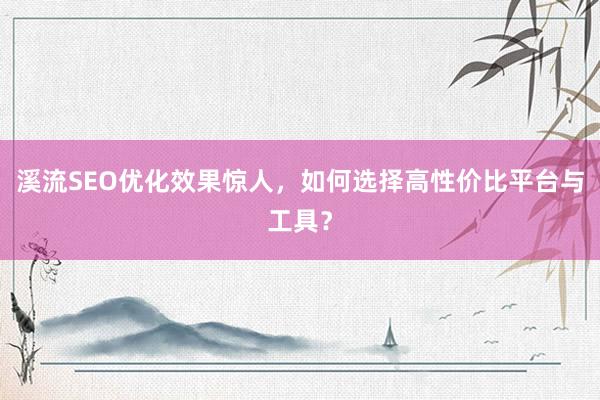 溪流SEO优化效果惊人，如何选择高性价比平台与工具？