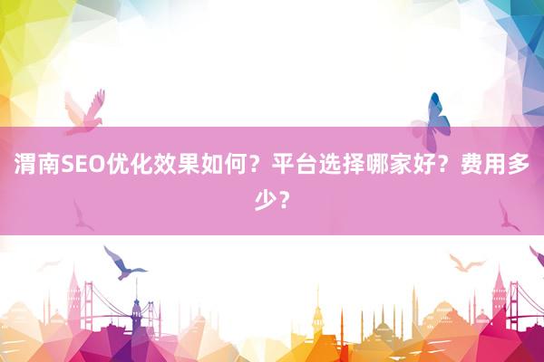 渭南SEO优化效果如何？平台选择哪家好？费用多少？
