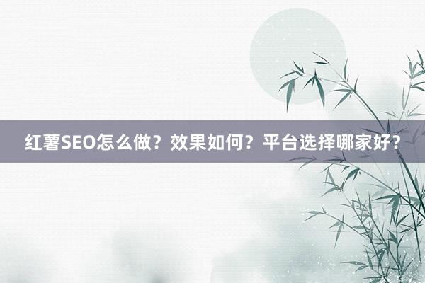 红薯SEO怎么做？效果如何？平台选择哪家好？