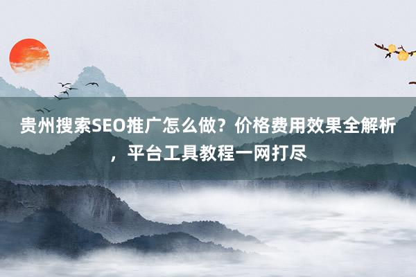 贵州搜索SEO推广怎么做？价格费用效果全解析，平台工具教程一网打尽