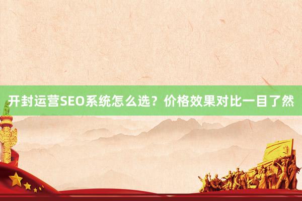 开封运营SEO系统怎么选？价格效果对比一目了然