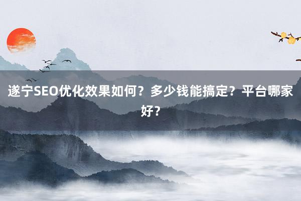 遂宁SEO优化效果如何？多少钱能搞定？平台哪家好？