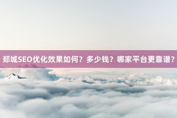 郯城SEO优化效果如何？多少钱？哪家平台更靠谱？
