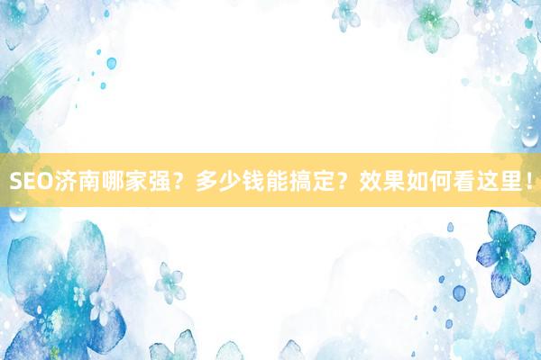 SEO济南哪家强？多少钱能搞定？效果如何看这里！