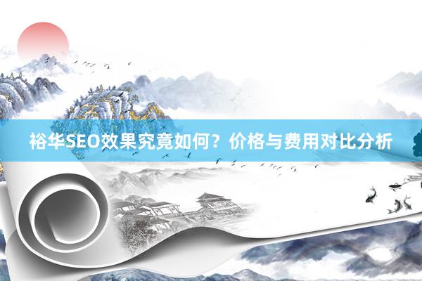 裕华SEO效果究竟如何？价格与费用对比分析