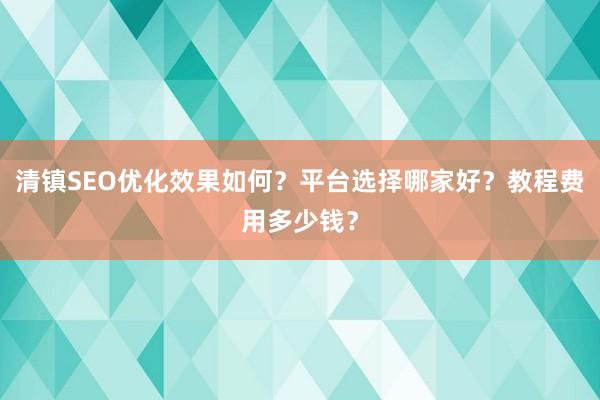 清镇SEO优化效果如何？平台选择哪家好？教程费用多少钱？
