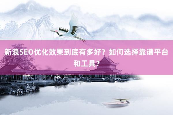 新浪SEO优化效果到底有多好？如何选择靠谱平台和工具？