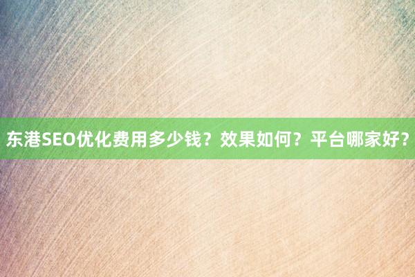 东港SEO优化费用多少钱？效果如何？平台哪家好？