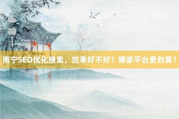 南宁SEO优化搜索，效果好不好？哪家平台更划算？