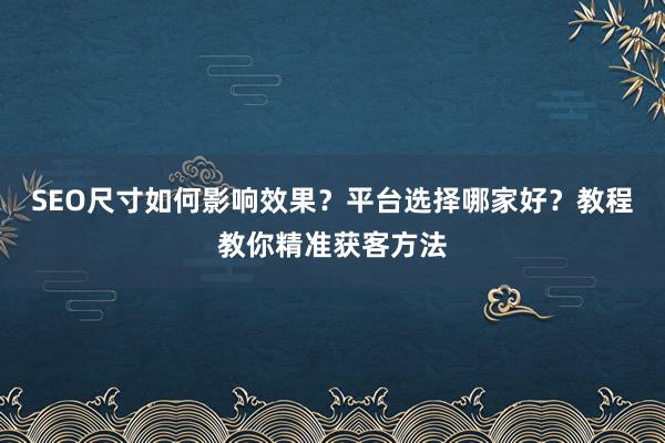 SEO尺寸如何影响效果？平台选择哪家好？教程教你精准获客方法