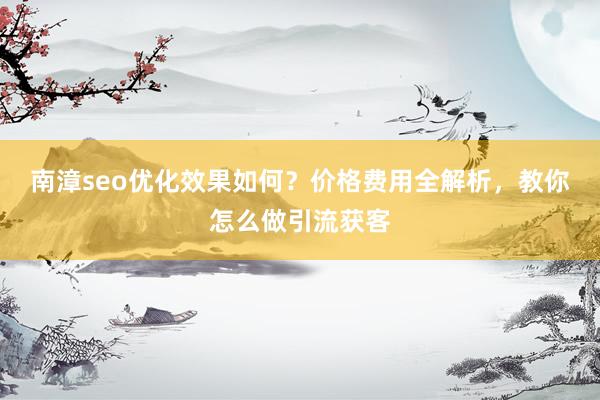南漳seo优化效果如何？价格费用全解析，教你怎么做引流获客