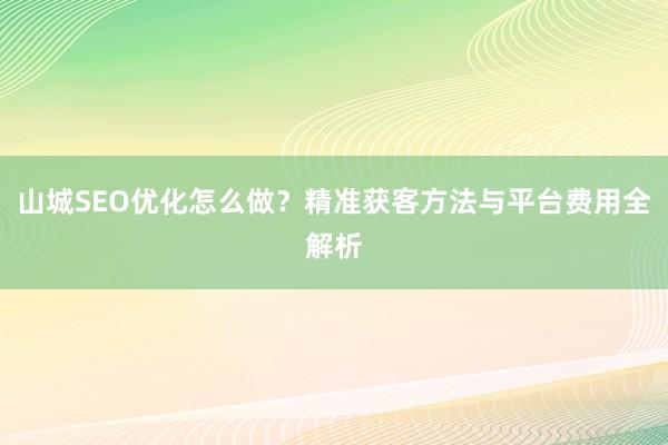 山城SEO优化怎么做？精准获客方法与平台费用全解析