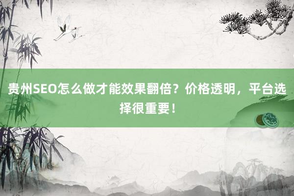 贵州SEO怎么做才能效果翻倍？价格透明，平台选择很重要！