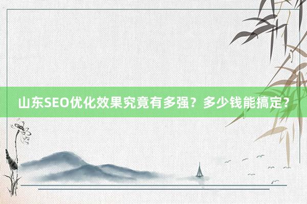 山东SEO优化效果究竟有多强？多少钱能搞定？