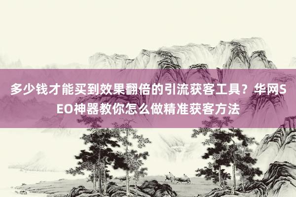多少钱才能买到效果翻倍的引流获客工具？华网SEO神器教你怎么做精准获客方法
