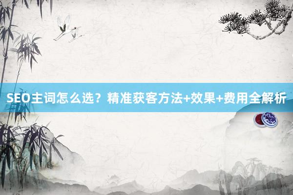 SEO主词怎么选？精准获客方法+效果+费用全解析