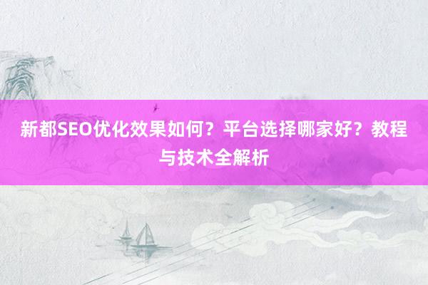 新都SEO优化效果如何？平台选择哪家好？教程与技术全解析