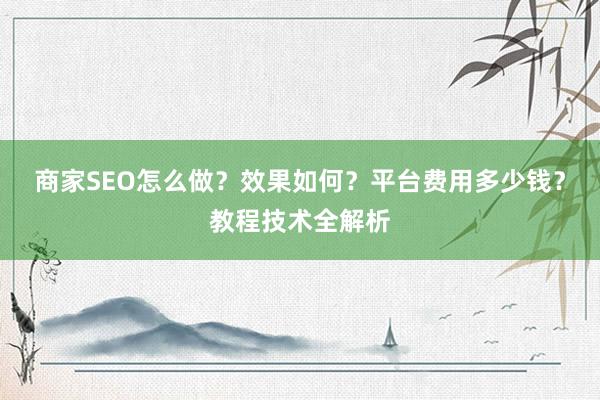 商家SEO怎么做？效果如何？平台费用多少钱？教程技术全解析