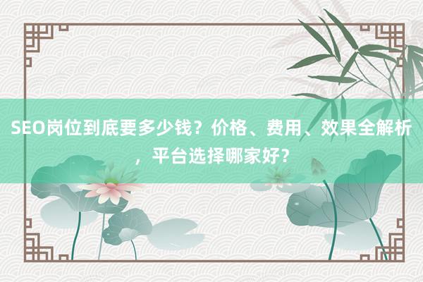 SEO岗位到底要多少钱？价格、费用、效果全解析，平台选择哪家好？