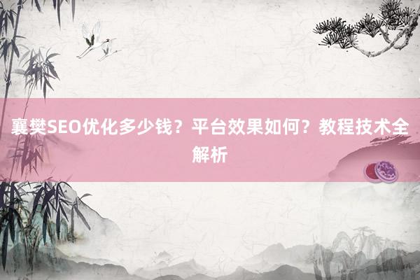 襄樊SEO优化多少钱？平台效果如何？教程技术全解析