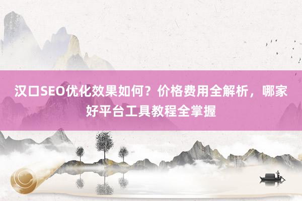 汉口SEO优化效果如何？价格费用全解析，哪家好平台工具教程全掌握
