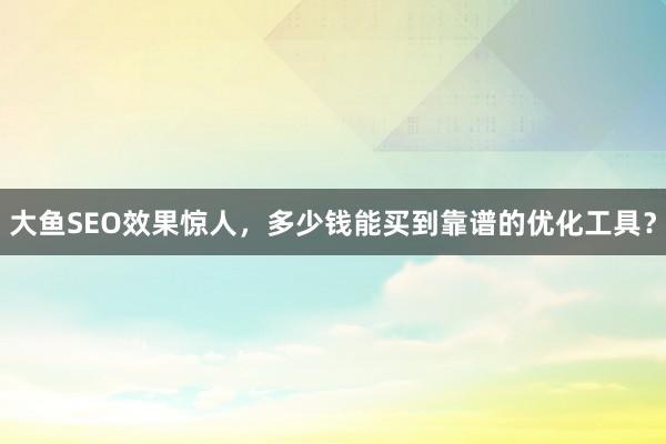 大鱼SEO效果惊人，多少钱能买到靠谱的优化工具？