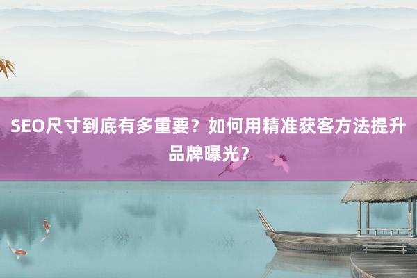 SEO尺寸到底有多重要？如何用精准获客方法提升品牌曝光？