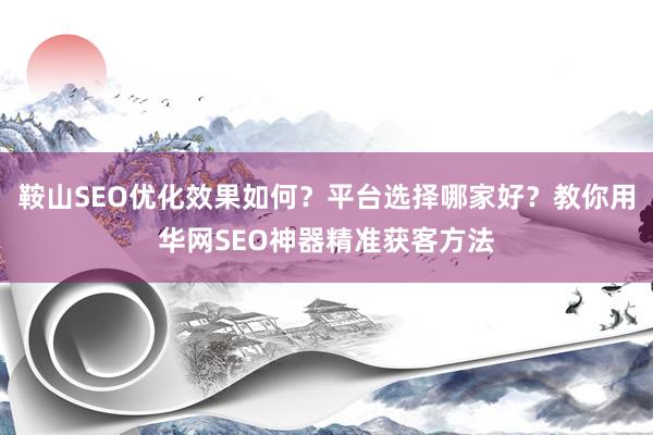 鞍山SEO优化效果如何？平台选择哪家好？教你用华网SEO神器精准获客方法