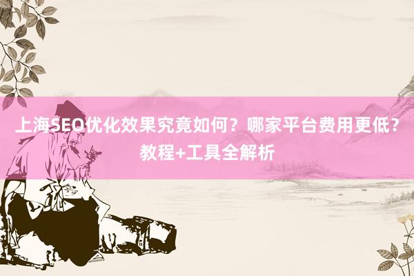 上海SEO优化效果究竟如何？哪家平台费用更低？教程+工具全解析