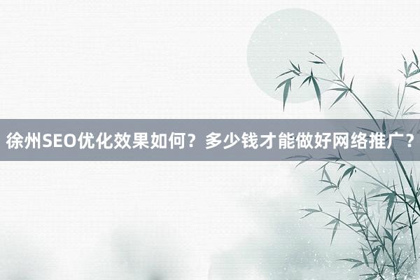 徐州SEO优化效果如何？多少钱才能做好网络推广？