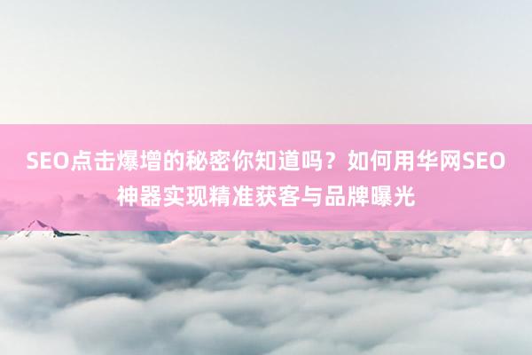 SEO点击爆增的秘密你知道吗？如何用华网SEO神器实现精准获客与品牌曝光