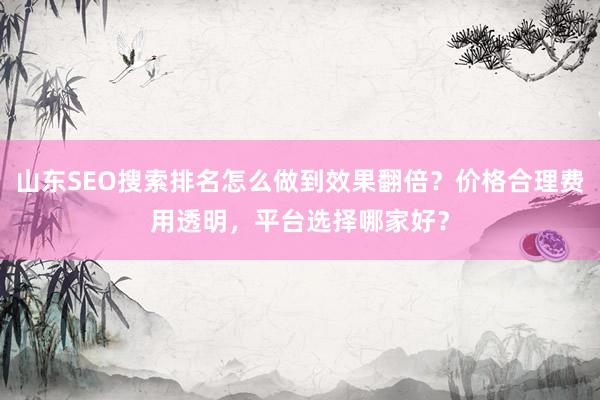 山东SEO搜索排名怎么做到效果翻倍？价格合理费用透明，平台选择哪家好？