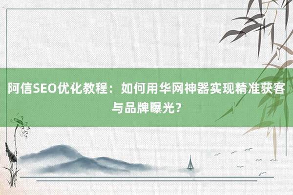 阿信SEO优化教程：如何用华网神器实现精准获客与品牌曝光？