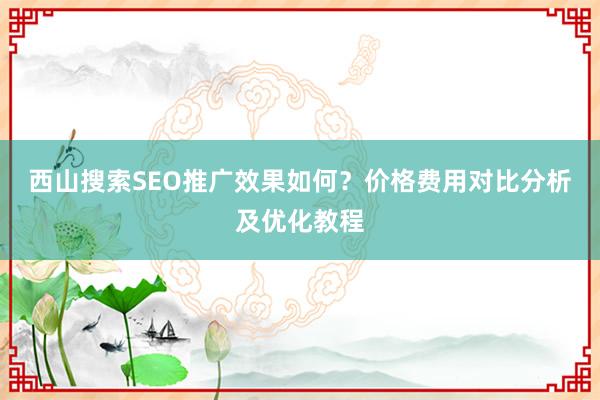 西山搜索SEO推广效果如何？价格费用对比分析及优化教程