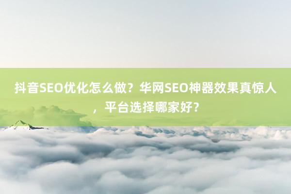 抖音SEO优化怎么做？华网SEO神器效果真惊人，平台选择哪家好？