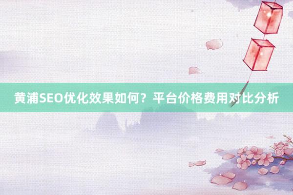 黄浦SEO优化效果如何？平台价格费用对比分析