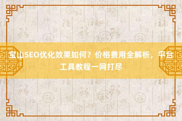 宝山SEO优化效果如何？价格费用全解析，平台工具教程一网打尽