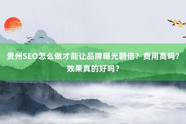 贵州SEO怎么做才能让品牌曝光翻倍？费用高吗？效果真的好吗？