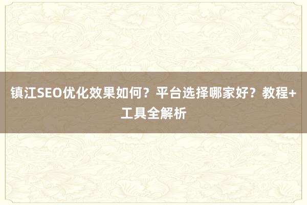 镇江SEO优化效果如何？平台选择哪家好？教程+工具全解析