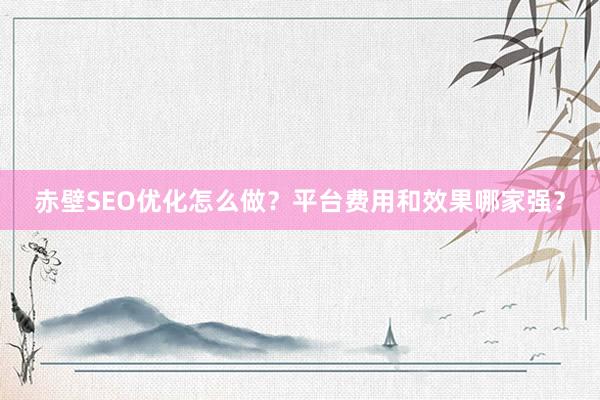 赤壁SEO优化怎么做？平台费用和效果哪家强？